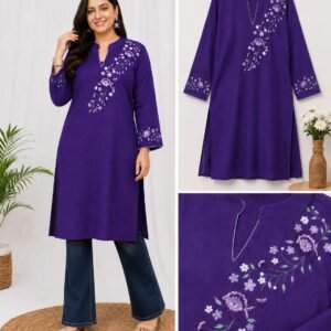 Purple Floral Embroidered Kurti