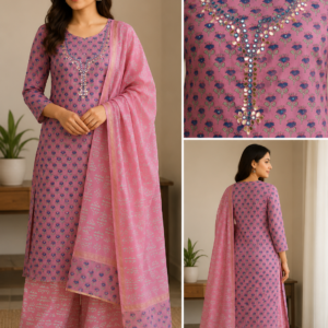 Premium Maheshwari Silk Suit Set with Gotta Patti Hand Embroidery