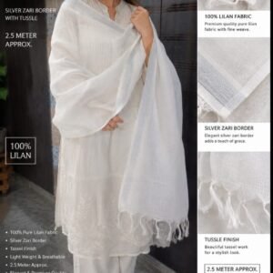 Silver Zari Border Dupatta