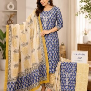 Premium Maheshwari Silk Suit Set with Gotta Patti Hand Embroidery
